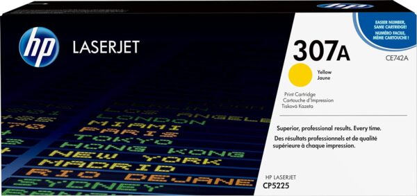 HP 307A Yellow Original LaserJet Toner Cartridge, CE742A